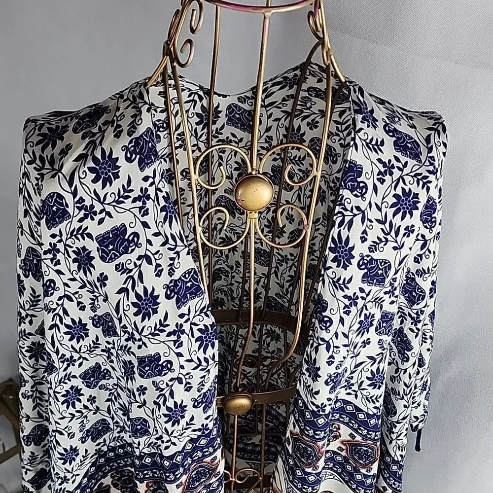 Fringed Elephant Kimono Wrap